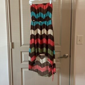 Annabelle Red and Brown Chevron Dress